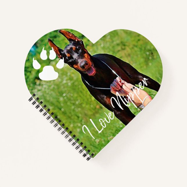 Handwriting overlay Doberman Pinscher Dog photo Notebook (Front)