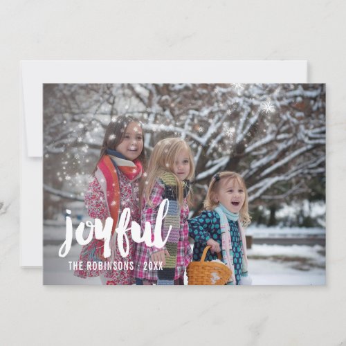 Handwriting overlay Snow Christmas Family photo Holiday Card