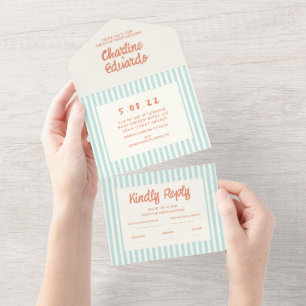 Handwriting Pastel Retro Wedding All In One Invitation