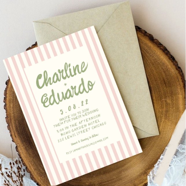 Handwriting Pastel Retro Wedding invitation Card (Creator Uploaded)