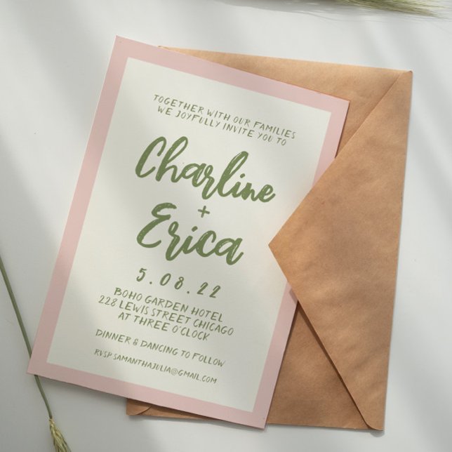 Handwriting Pastel Retro Wedding invitation Card (Creator Uploaded)