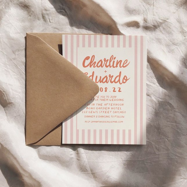 Handwriting Pastel Retro Wedding invitation Card (Creator Uploaded)