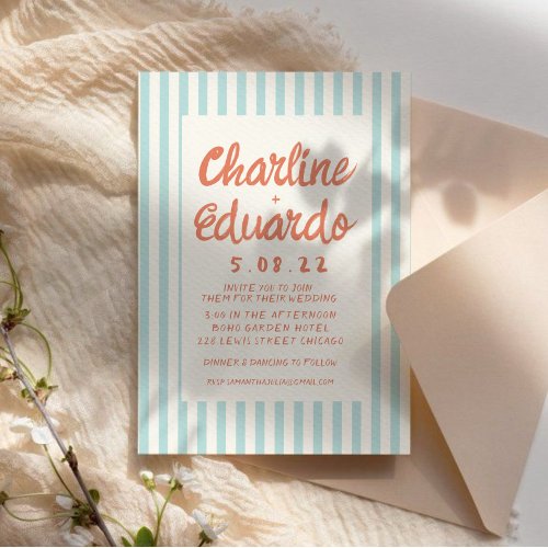 Handwriting Pastel Retro Wedding invitation Card