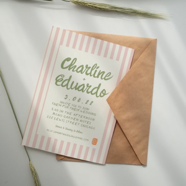 Handwriting Pastel Retro Wedding invitation Card (Creator Uploaded)