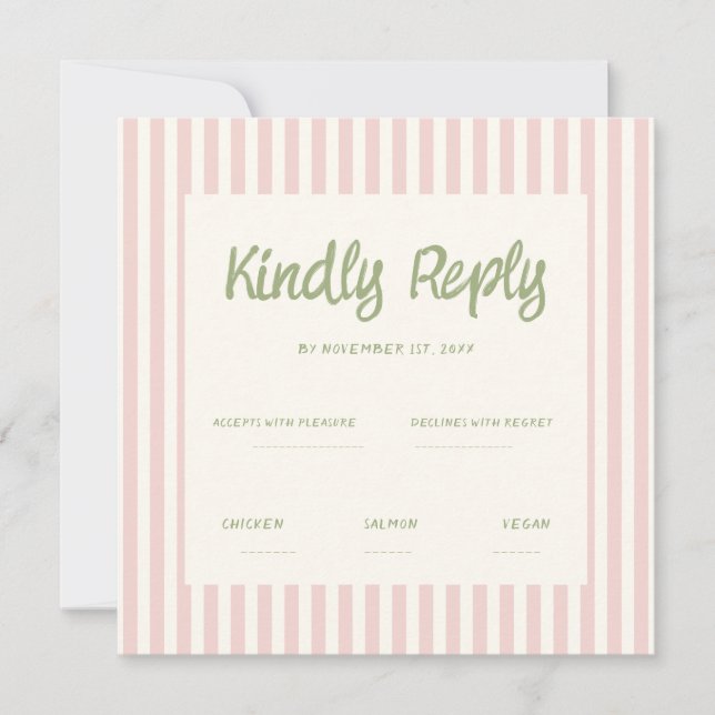 Handwriting Pastel Retro Wedding Rsvp Invitation (Front)