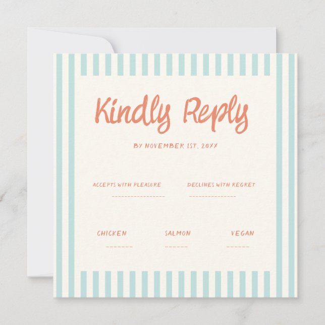 Handwriting Pastel Retro Wedding Rsvp Invitation (Front)
