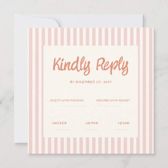 Handwriting Pastel Retro Wedding Rsvp Invitation (Front)