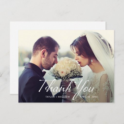 Handwriting Photo Wedding Thank You Postcard Zazzle