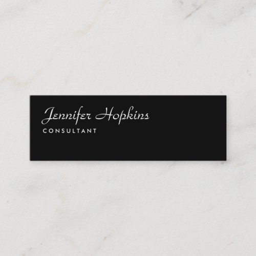 Handwriting Plain Black Modern Slim Feminine Mini Business Card