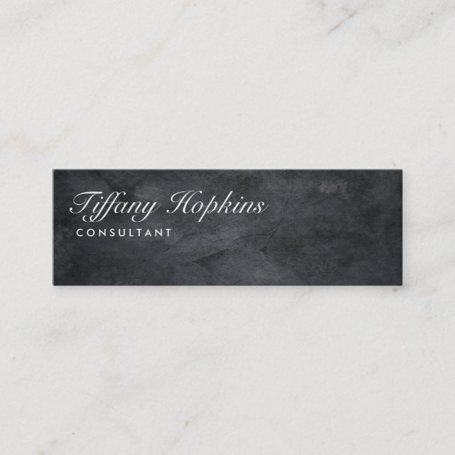 Handwriting Plain Grey Modern Slim Feminine Mini Business Card (Front)