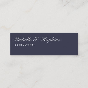 Handwriting Plain Midnight Blue Modern Feminine Mini Business Card