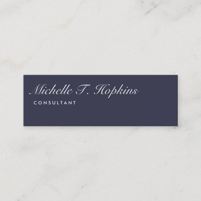 Handwriting Plain Midnight Blue Modern Feminine Mini Business Card (Front)