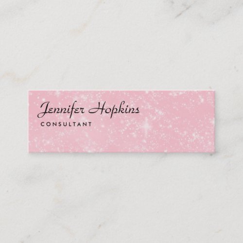 Handwriting Plain Pink Modern Slim Feminine Mini Business Card