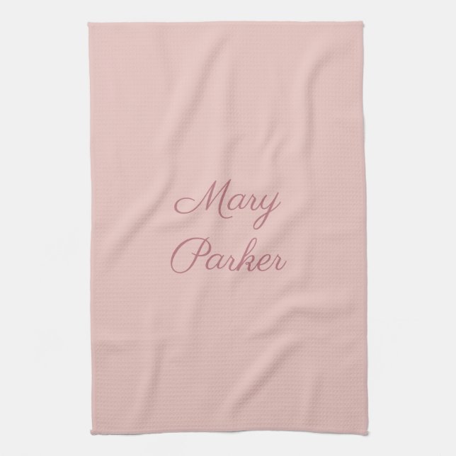 Handwriting Plain Rose Gold Professional Name Kitchen Towel (Vertical)