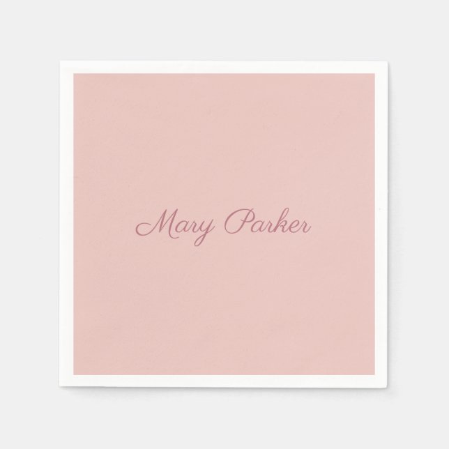 Handwriting Plain Rose Gold Professional Name Napkins (Front)