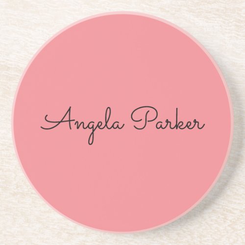 Handwriting Plain Simple Pink Professional Modern Coaster