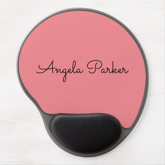 Handwriting Plain Simple Pink Professional Modern Gel Mouse Pad (Front)