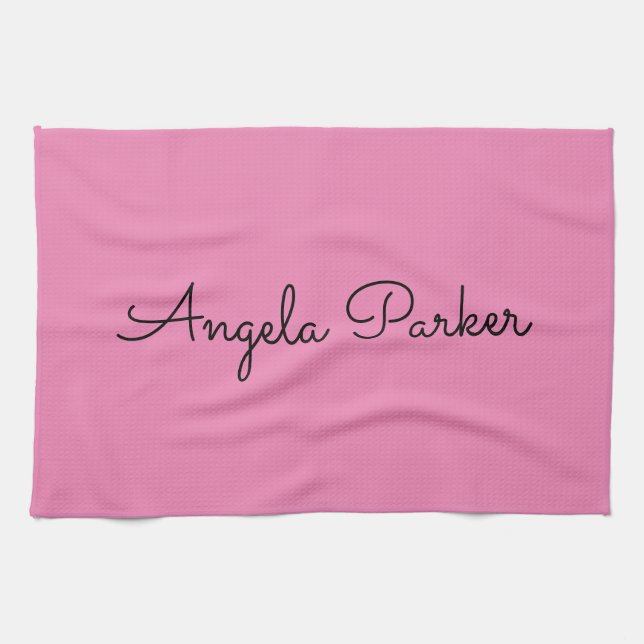 Handwriting Plain Simple Pink Professional Modern Kitchen Towel (Horizontal)