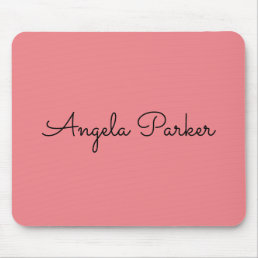 Handwriting Plain Simple Pink Professional Modern Mouse Pad