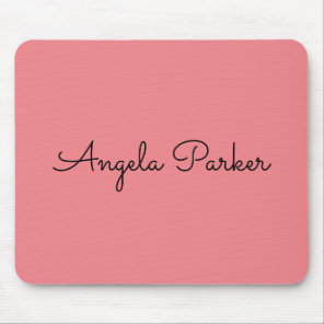 Handwriting Plain Simple Pink Professional Modern Mouse Pad