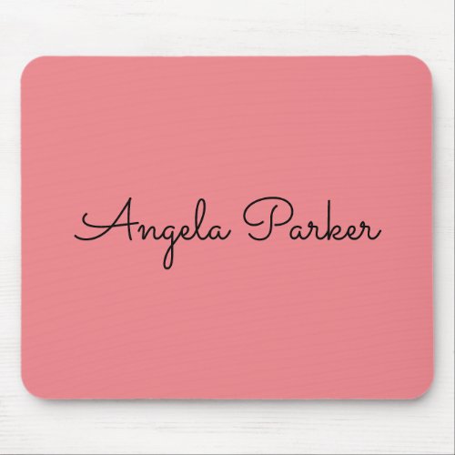 Handwriting Plain Simple Pink Professional Modern Mouse Pad