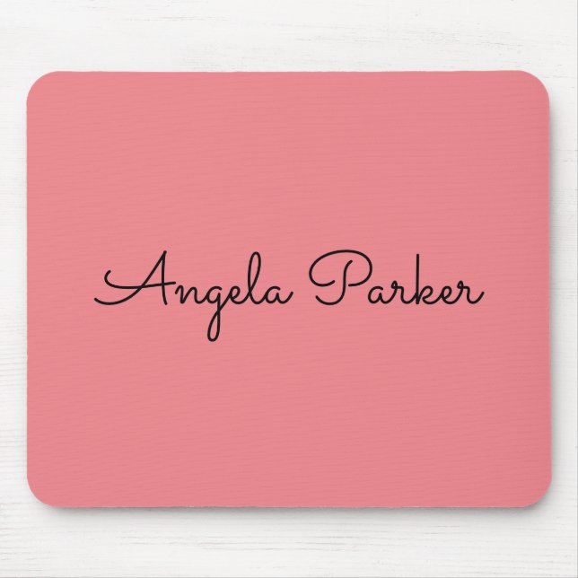Handwriting Plain Simple Pink Professional Modern Mouse Pad (Front)