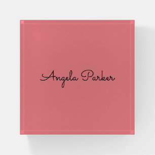 Handwriting Plain Simple Pink Professional Modern Paperweight