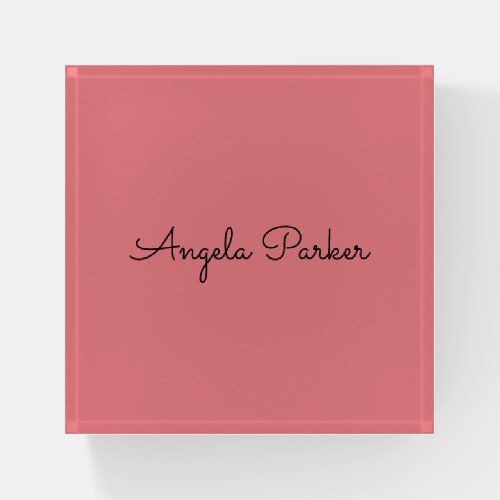 Handwriting Plain Simple Pink Professional Modern Paperweight