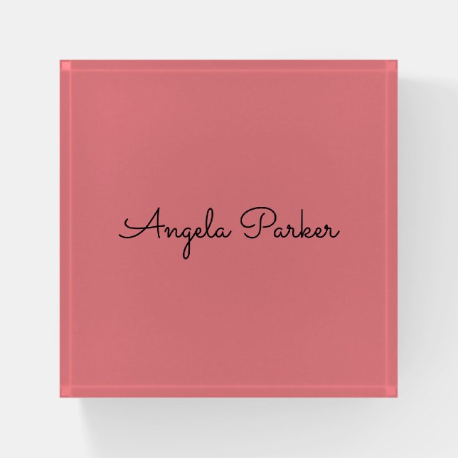 Handwriting Plain Simple Pink Professional Modern Paperweight (Front)