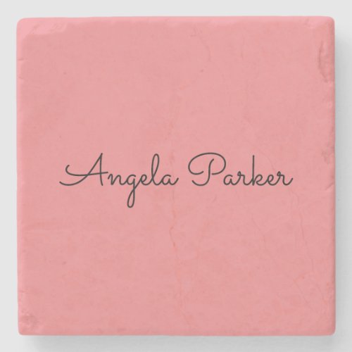 Handwriting Plain Simple Pink Professional Modern Stone Coaster