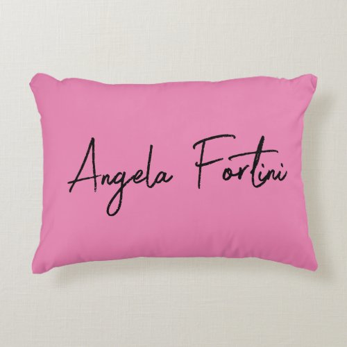 Handwriting Plain Simple Pink Professional Name Accent Pillow