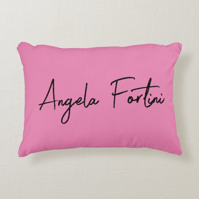 Handwriting Plain Simple Pink Professional Name Accent Pillow (Front)