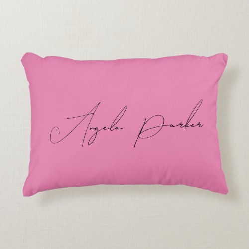 Handwriting Plain Simple Pink Professional Name Accent Pillow