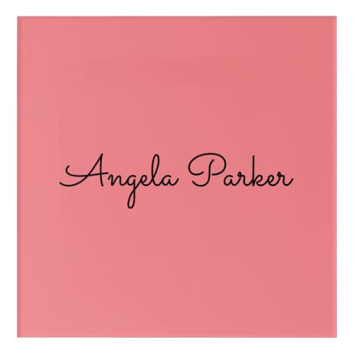 Handwriting Plain Simple Pink Professional Name Acrylic Print