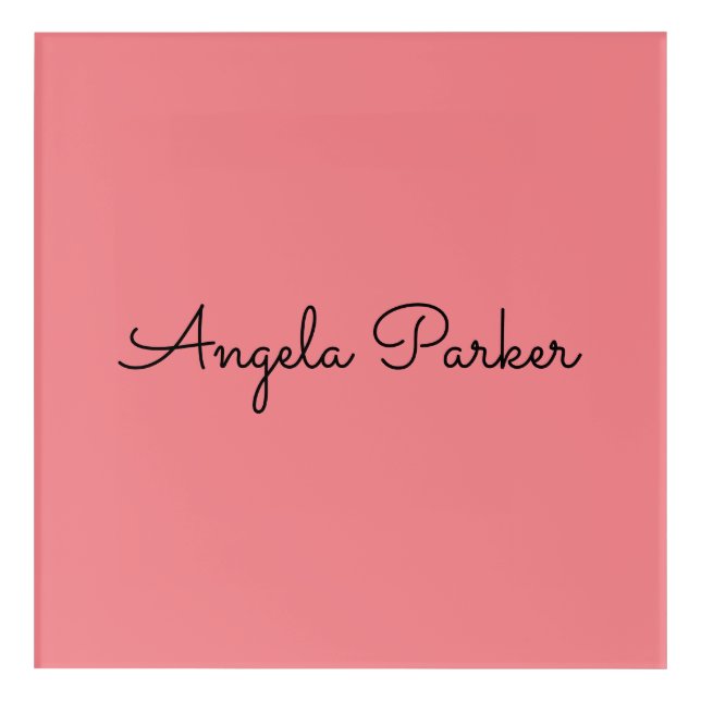 Handwriting Plain Simple Pink Professional Name Acrylic Print (Front)