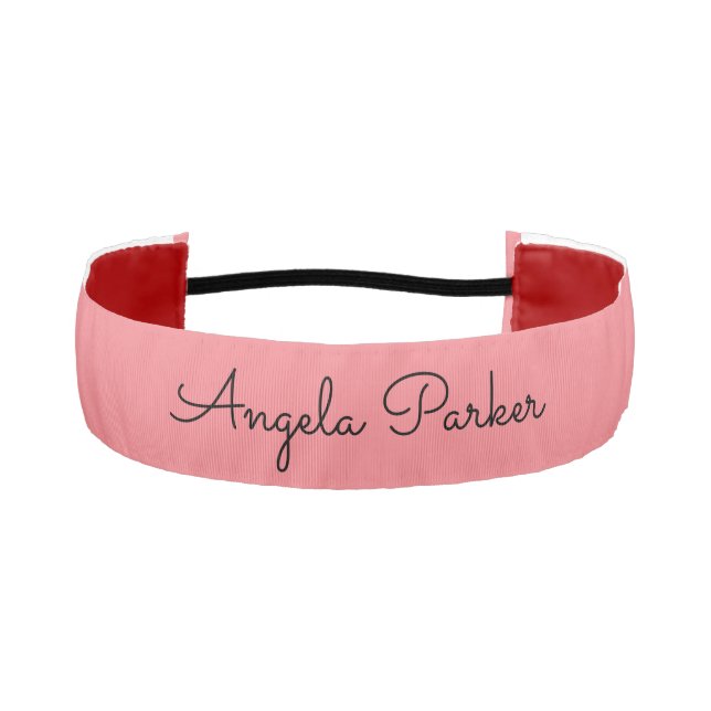 Handwriting Plain Simple Pink Professional Name Athletic Headband (Front)