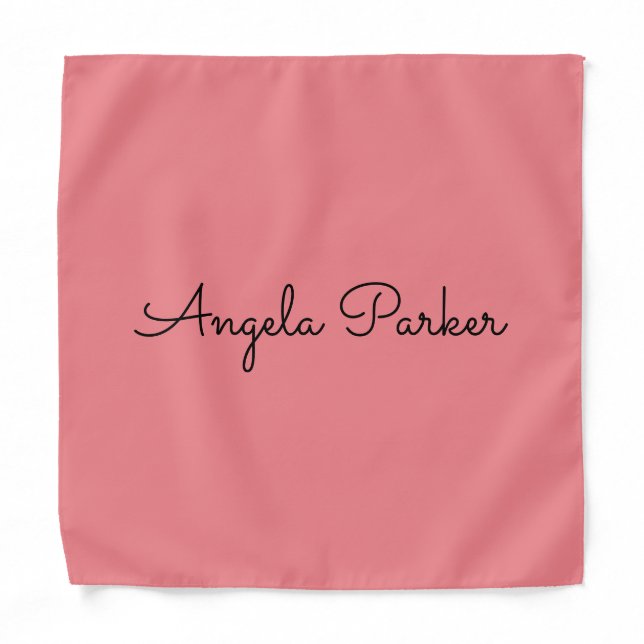 Handwriting Plain Simple Pink Professional Name Bandana (Front)