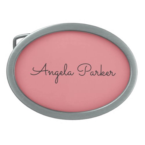 Handwriting Plain Simple Pink Professional Name Belt Buckle