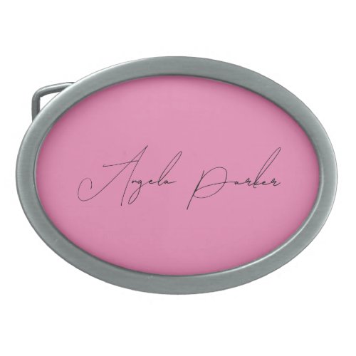 Handwriting Plain Simple Pink Professional Name Belt Buckle