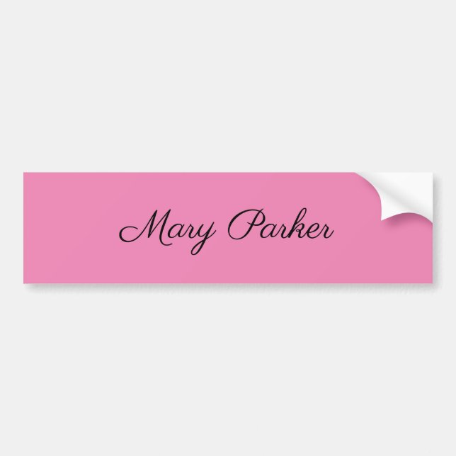 Handwriting Plain Simple Pink Professional Name Bumper Sticker (Front)
