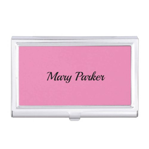 Handwriting Plain Simple Pink Professional Name Business Card Case