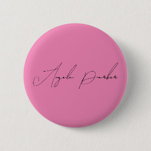 Handwriting Plain Simple Pink Professional Name Button