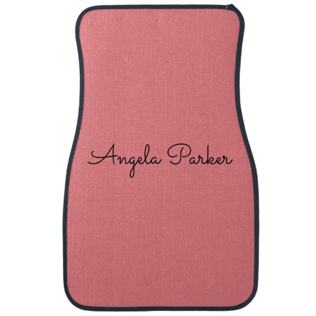 Handwriting Plain Simple Pink Professional Name Car Floor Mat (Front)