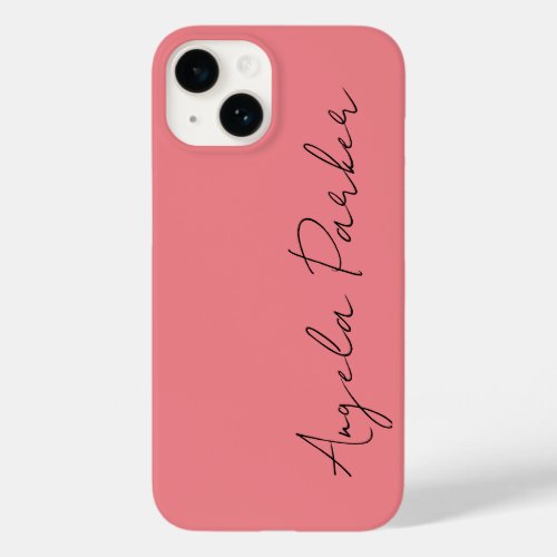 Handwriting Plain Simple Pink Professional Name Case_Mate iPhone 14 Case