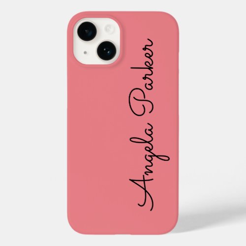 Handwriting Plain Simple Pink Professional Name Case_Mate iPhone 14 Case