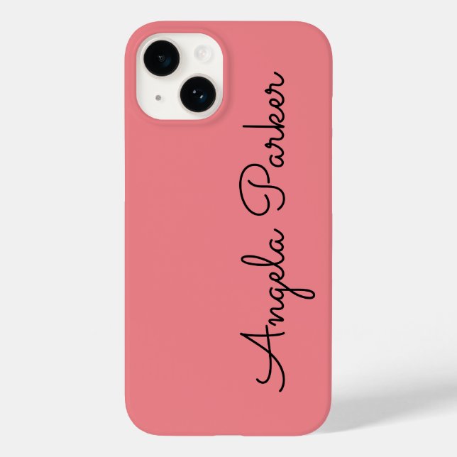Handwriting Plain Simple Pink Professional Name Case-Mate iPhone Case (Back)
