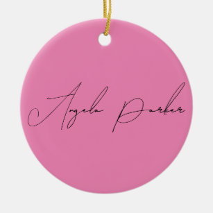 Handwriting Plain Simple Pink Professional Name Ceramic Ornament