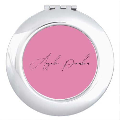 Handwriting Plain Simple Pink Professional Name Compact Mirror
