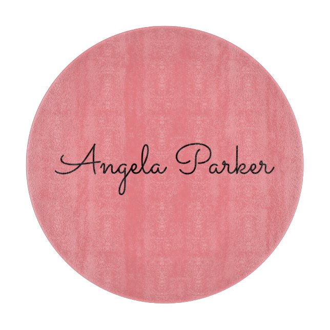 Handwriting Plain Simple Pink Professional Name Cutting Board (Front)