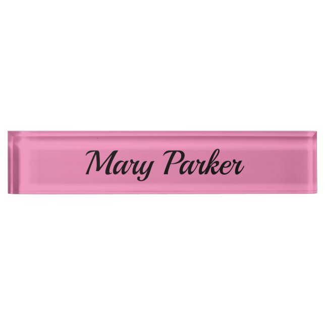 Handwriting Plain Simple Pink Professional Name Desk Name Plate (Front)